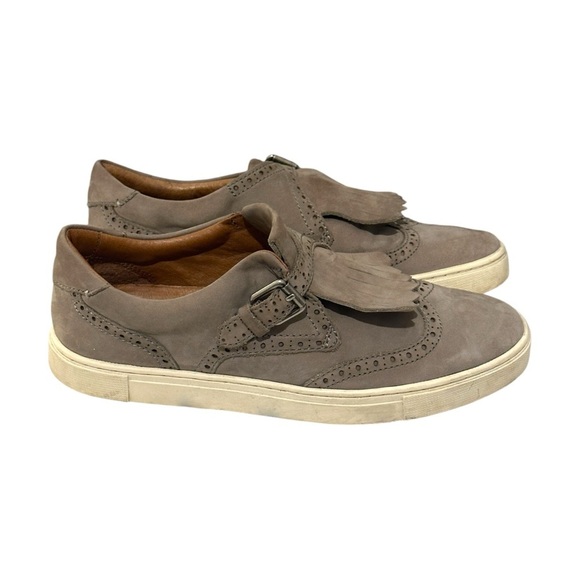 Frye Gemma Fringe Kiltie Buckle Suede Sneakers Grey Women’s 7.5 (3471189) - Picture 2 of 7